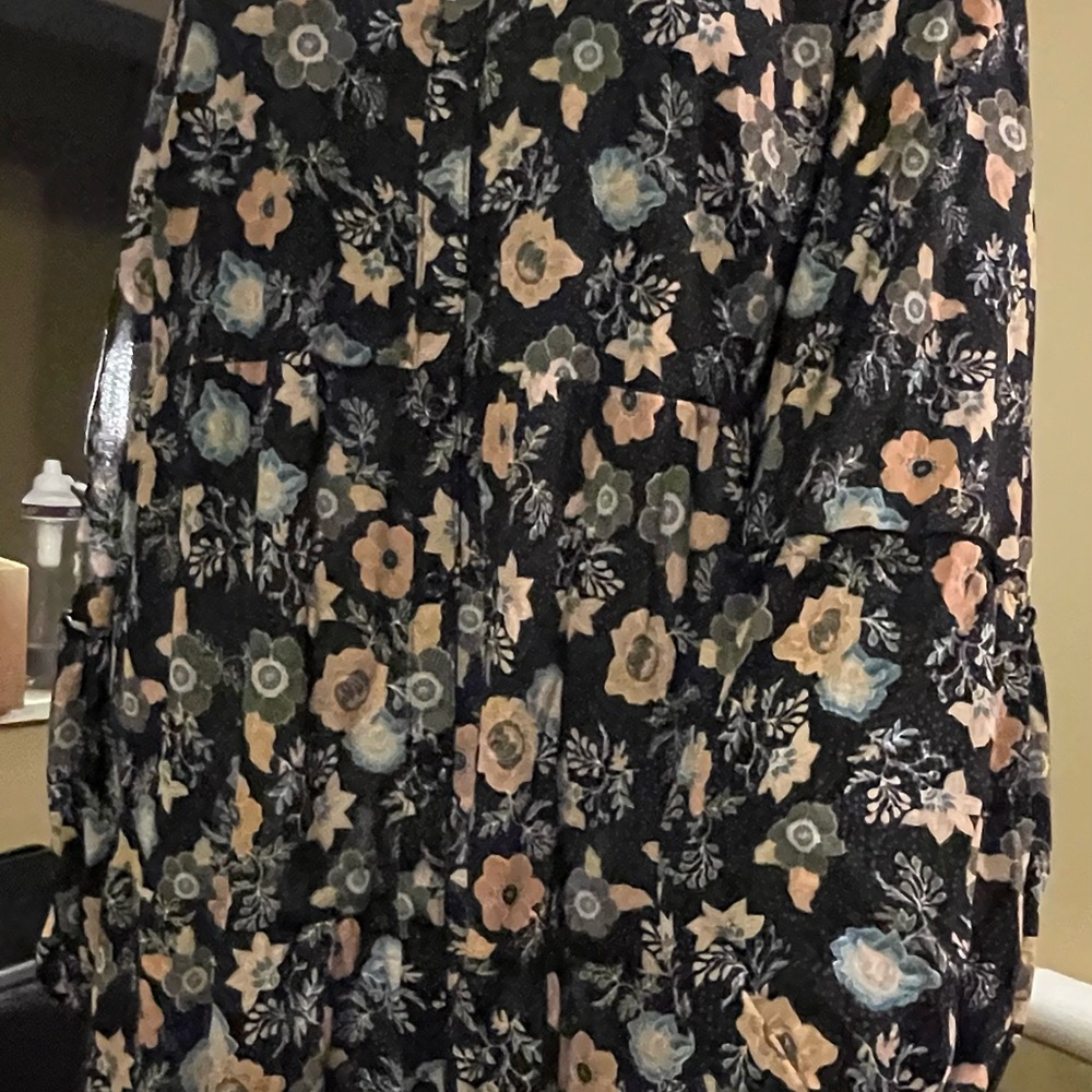 Floral print Style & Co button-up babydoll collared tunic